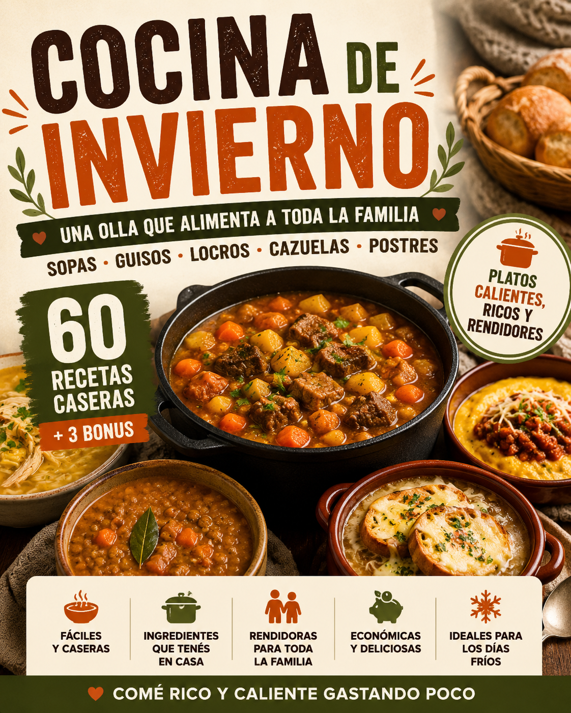 🍲 Cocina de Invierno — 60 Recetas Calientes para Toda la Familia